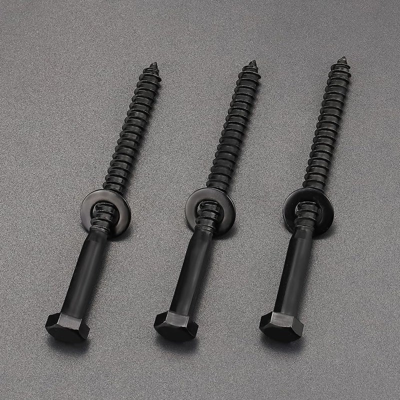 RoyceMart 8-Sets 3/8 x 4 Black Hex Head Lag Screws & Flat Washers, Heavy Duty Wood Lag Screws, 304 Stainless Steel (18-8), 3/8" Bolt - Image 3